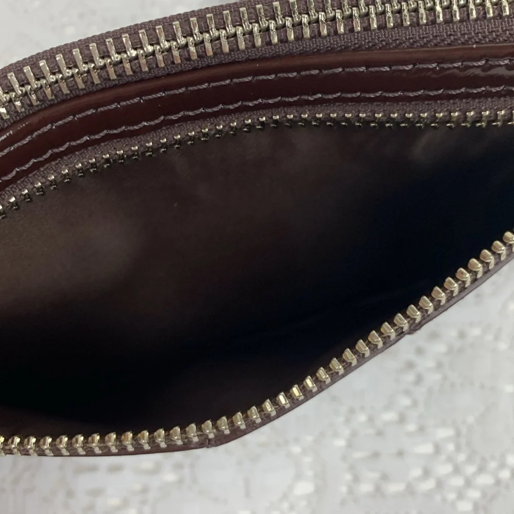 Coach Opt art brown patent leather wallet wristlet Shiny Pockets New